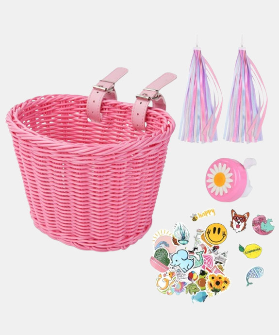 Flintronic Kids Bike Basket Handwoven Cycle Basket for Kids