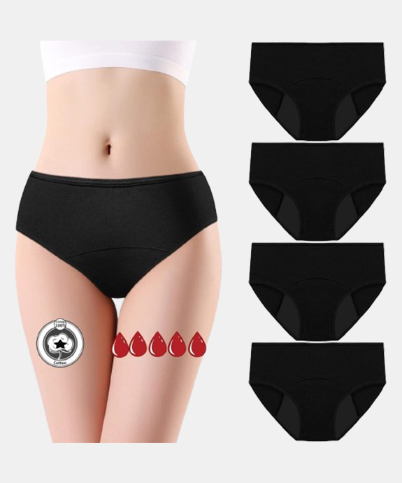 flintronic Period Panties, 4PCS Absorbent Leak Proof Panty Pants